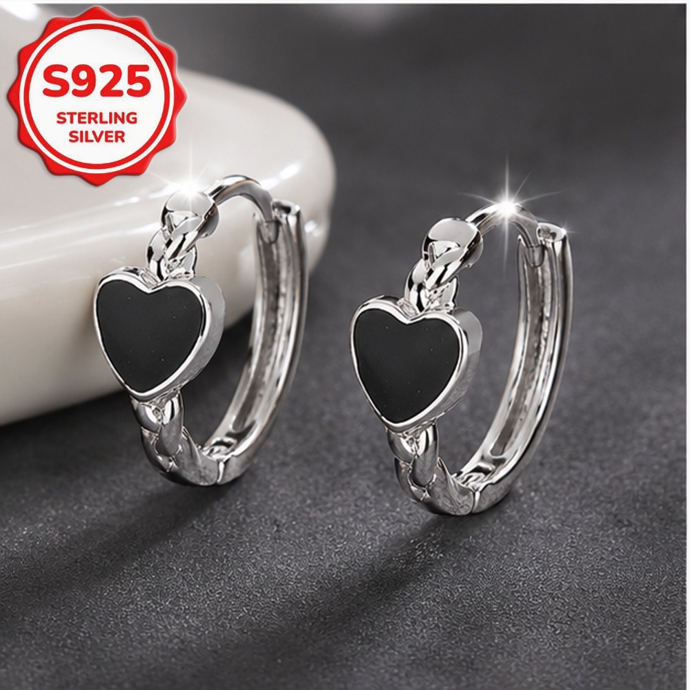 2pcs S925 Silvery Heart-Shaped Ear Cuffs with Twisted Texture